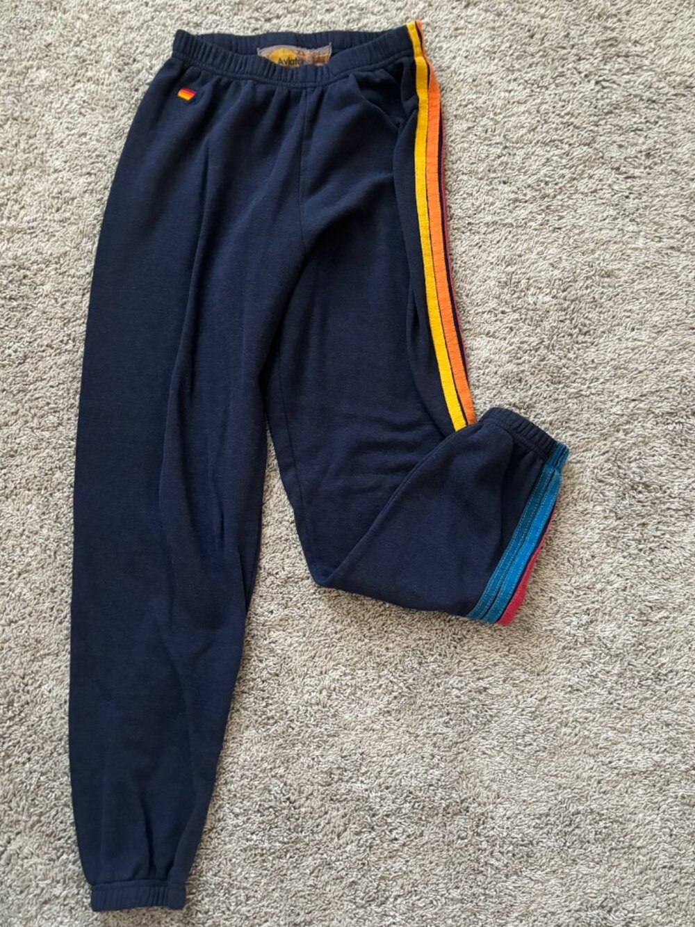 Womens Aviator Nation 5 Stripe Navy Sweatpants